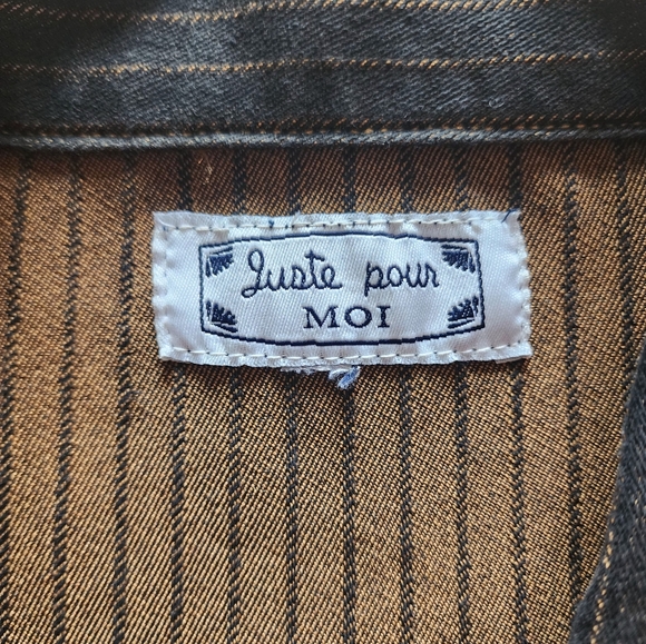 Juste pour moi black striped sleeveless jeans vest, plus size 2X - Picture 7 of 12